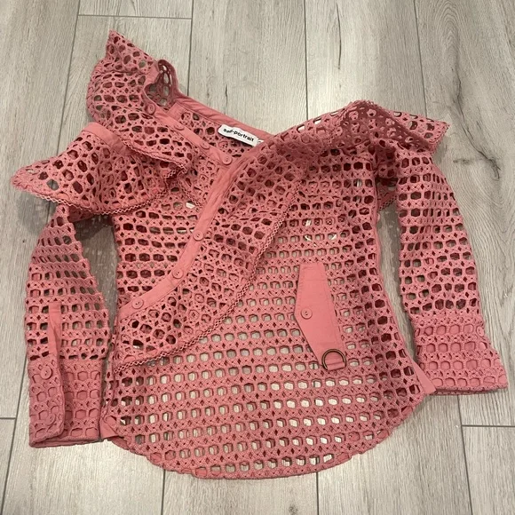 Self-Portrait Ruffled Heavy Lace Top - Picture 3 of 14